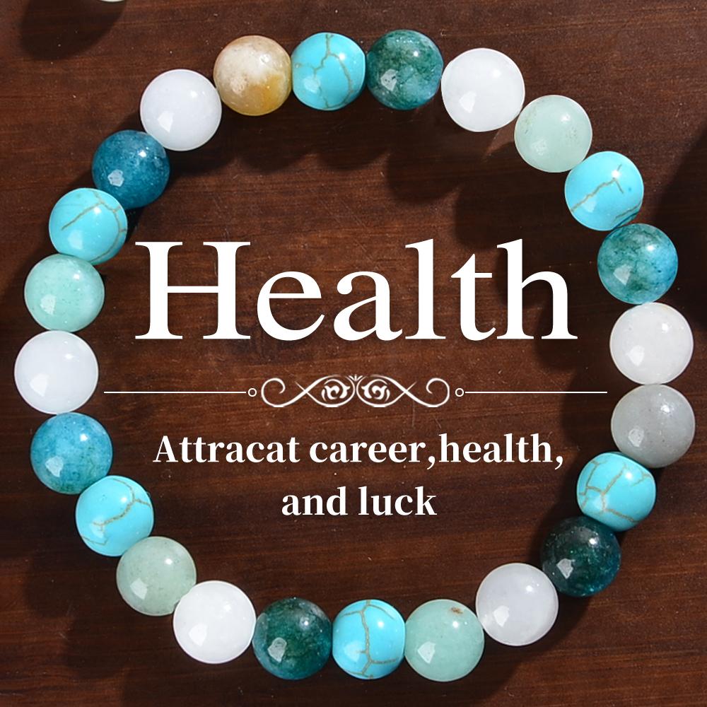1 Piece Aura Quartz and Ocean Sediment Beaded Bracelet - Unisex - Homeopathic Crystal Zircon - Brings Abundance - Prosperity