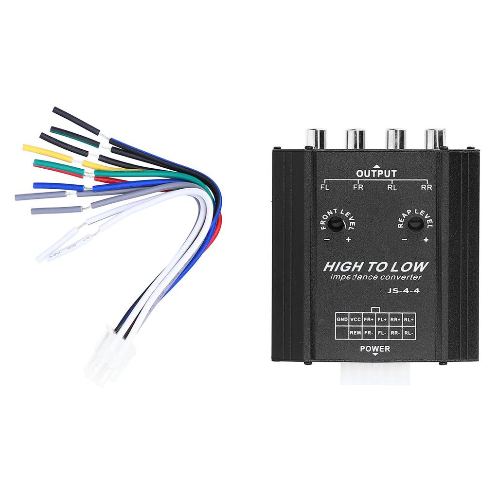 12V 4 Channel Audio Impedance Converter High To Low RCA Line Car Stereo Radio Speaker Frequency Filter