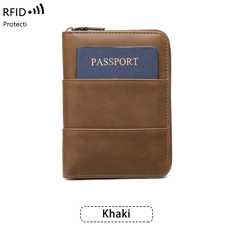 RFID Retro Men's and Women's Passport Bag Fashion Multifunctional Passport Cover Family Pack PUPassportHolder Travel Accessories