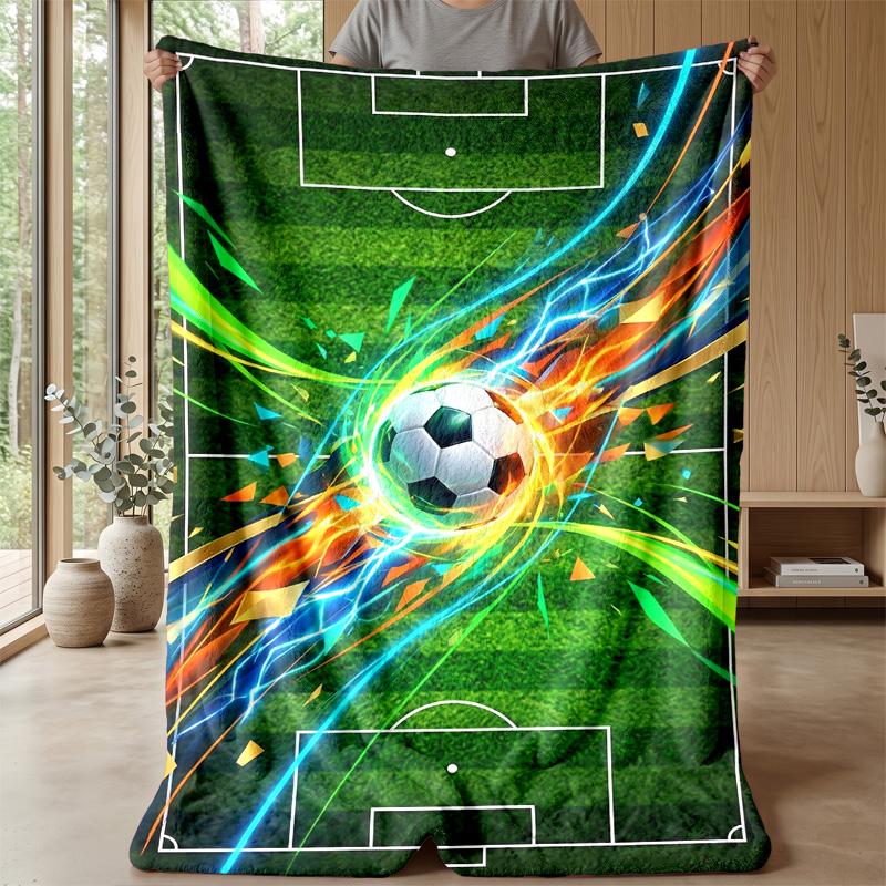 Soccer Ball in Motion 2 Theme blanket Lightweight Warm Flannel Blanket Decorative Throw Blanket for Home Decoration