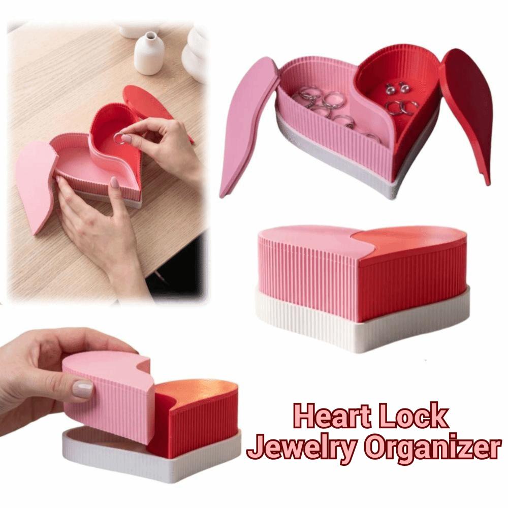 2 Compartments Heart-Shaped Jewelry Box 3D Printed Double Colors Storage Box  Gift for Girlfriend
