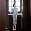 Blue-gray high-end daily women's mother cheongsam 1011 new retro improved Chinese dress party wear
