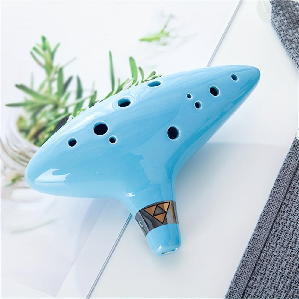 12-Hole Ceramic Ocarina Flute in C Key with Color Box, Protective Pouch, Stand, and English Instruction Manual