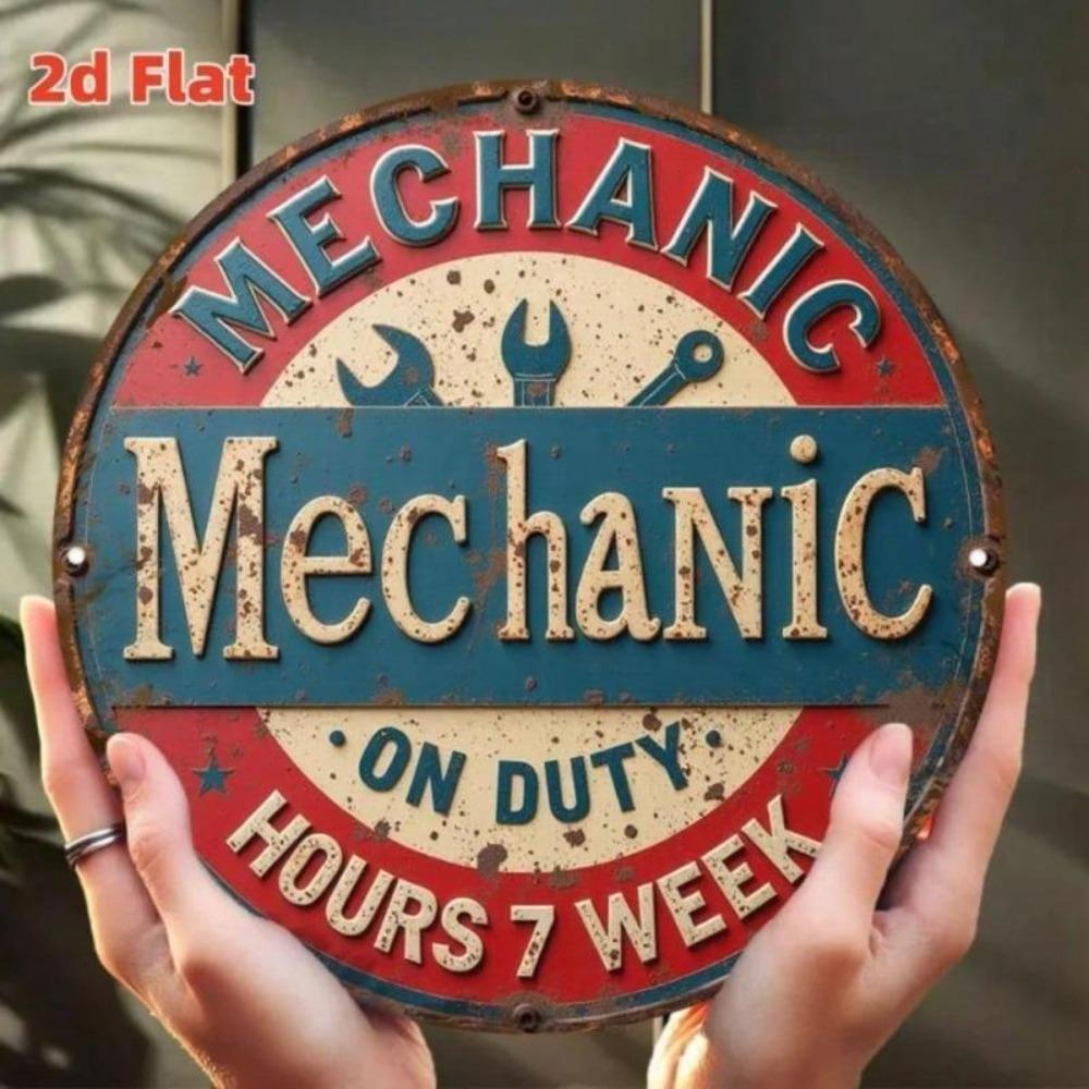 Industrial Mechanical Metal Wall Art Round Aluminum Decor Plate Single Piece