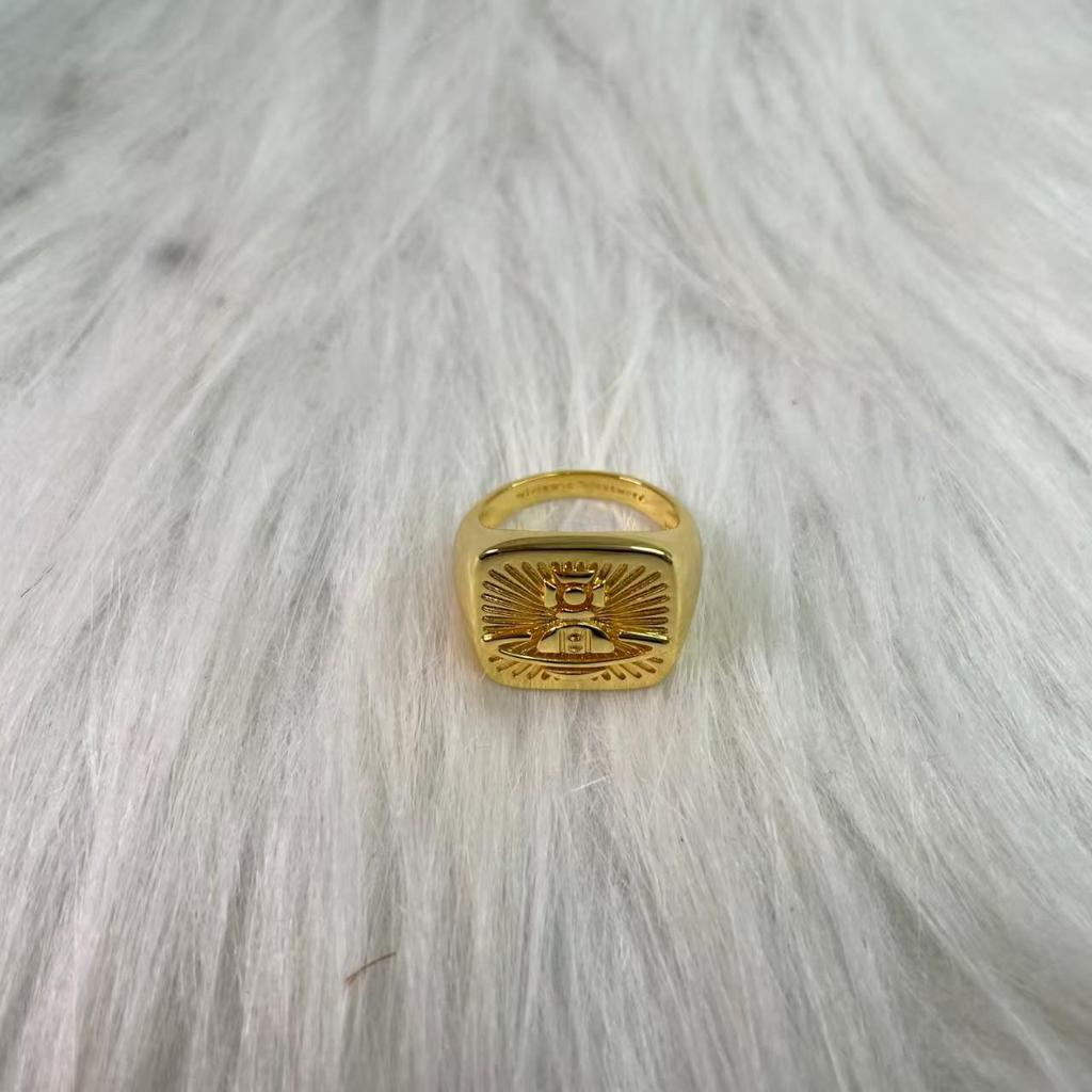 Vivienne Westwood Quadrat Stern Mond Saturn Diamantring - Damenmode, Hohe Qualität, Einfache Persönlichkeit Zeigefinger Schmuck