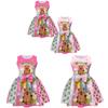 Vestito per Bambina Cartoon Capibara con Gonna Pieghettata in Misto Cotone per Età da 3 a 8 Anni