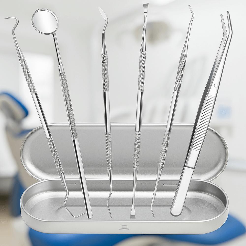 7/8Pcs Stainless Steel Dental Cleaning Tools with Storage Box Tongue Scraper  Adult