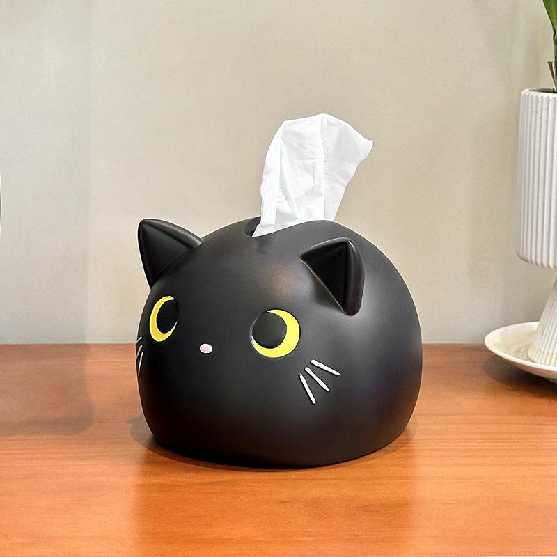 Cute Cat Tissue Box Luxury Paper Cover Kitten Car Living Tissue Paper Holder Desktop Home Kitchen Napkin Organizer Craft Ornamen