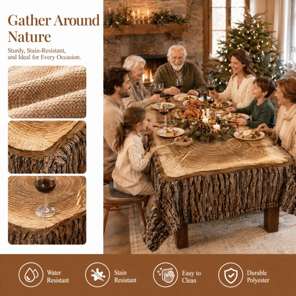 Washable Rectangular Tablecloth Rustic Log Pattern Universal Table Cover  Beauty Massage