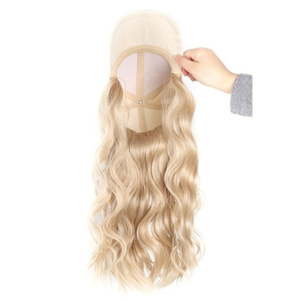 All-in-One Design Long Wavy Curly Hair Adjustable Baseball Cap Hair Extension  Daily Use