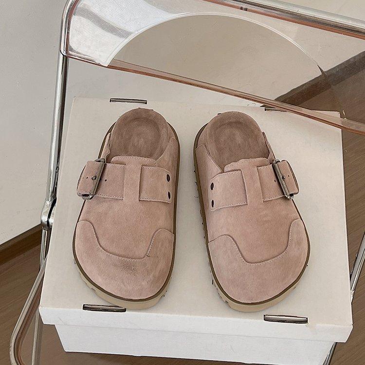 

Новая сумка, голова, толстая подошва, шлепанцы, женская обувь из натуральной кожи, ретро, универсальная, для верхней одежды, один фут и половина шлепанцы 39 абрикосовый