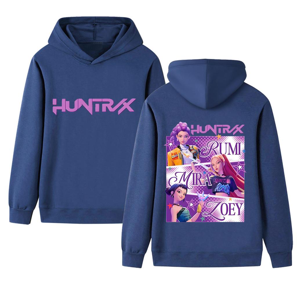 B1199-2 Kinder Jungen Mädchen Kpop Rumi Zoey Mira Beidseitiger Druck Langarm Kapuzenpullover