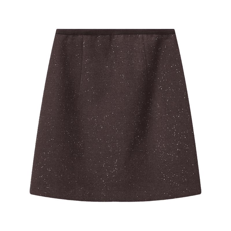Xiangying Women's High-Waisted A-Line Wool Mini Skirt