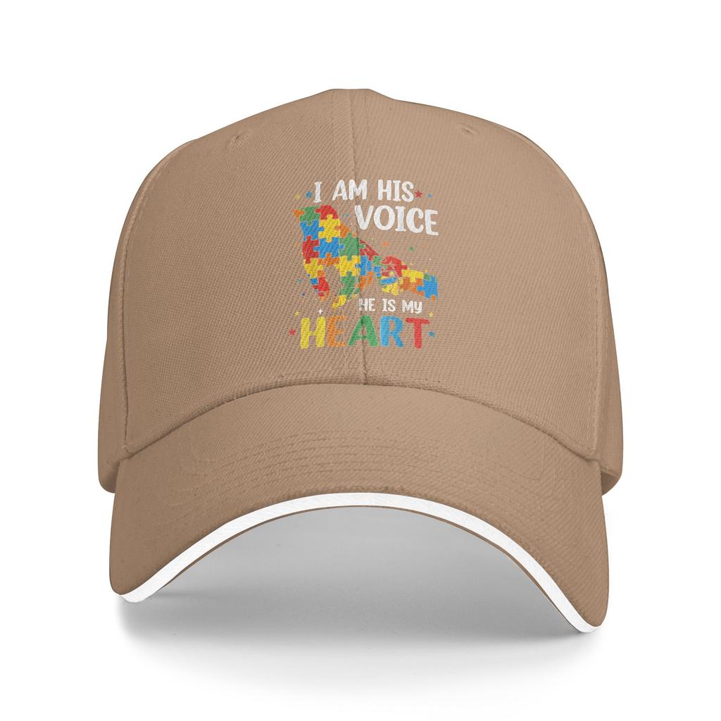 I Am His Voice He is My Heart Autism Awareness Mom Baseball Cap Cool Hip Hop Hats Summer Unisex Men Outdoor Sports Baseball Caps