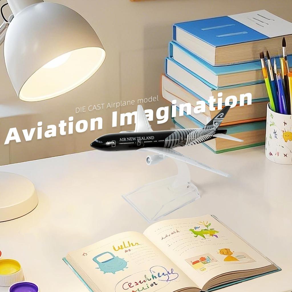 QIYUMOKE 1400 Scale New Zealand Boeing 777 Airplane Model, 15.5cm, Diecast Alloy, Fully Assembled, Includes Plastic Stand, Perfect for Desktop