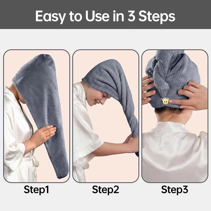 Microfiber Hair Towel Wrap Soft Quick Dry Hair Drying Cap Anti Frizz Hair Turban Bathroom Accessory