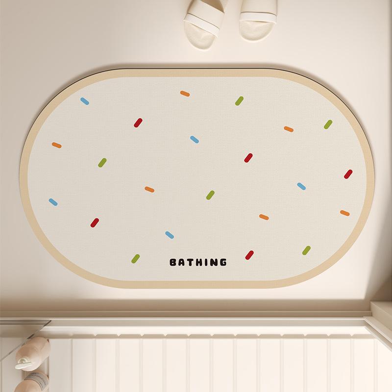 Diatom Mud Floor Mat Cream-air Bathroom Floor Mat Household Water Absorption Quick-drying Foot Mat Bathroom Door Dirty-resistant Anti-slip Mat