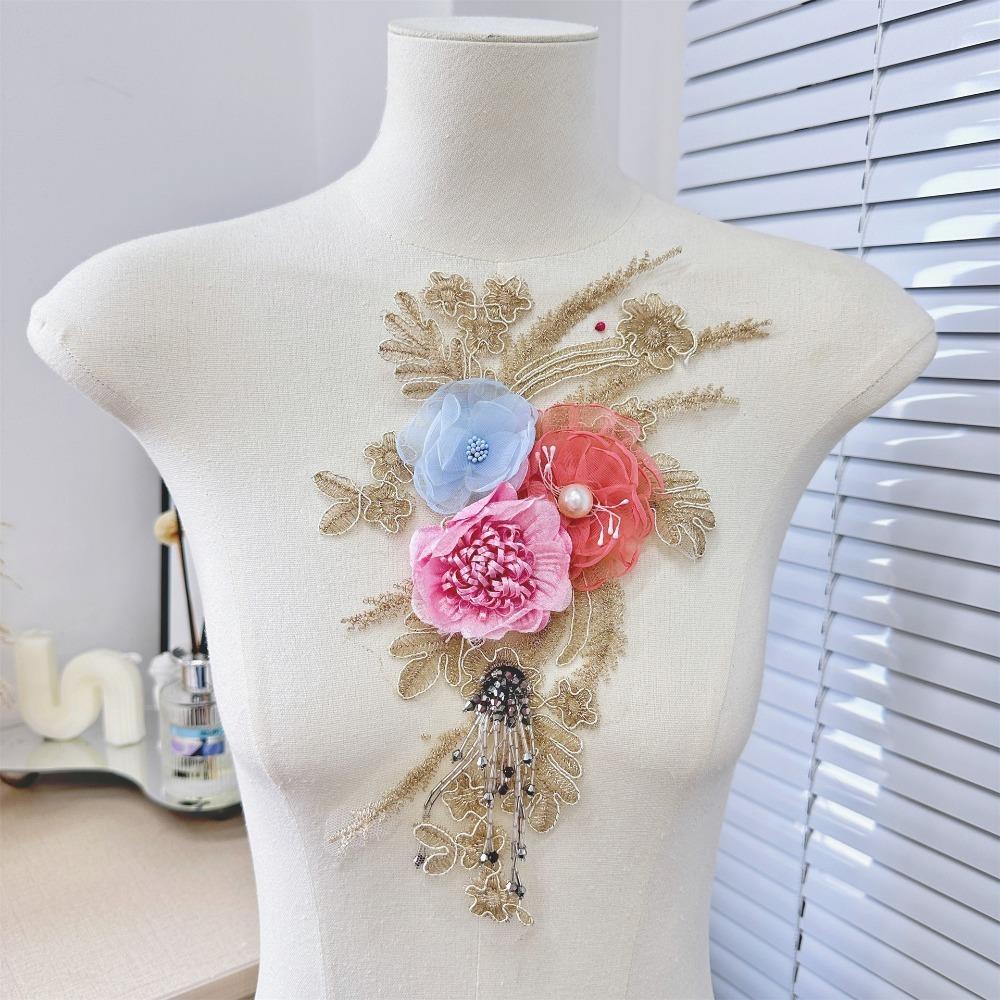 Embroidered Applique Lace Floral Patch Purple Large Flower Patch Clothing Decoration Sew On Patch DIY Accessory Clothing Decor