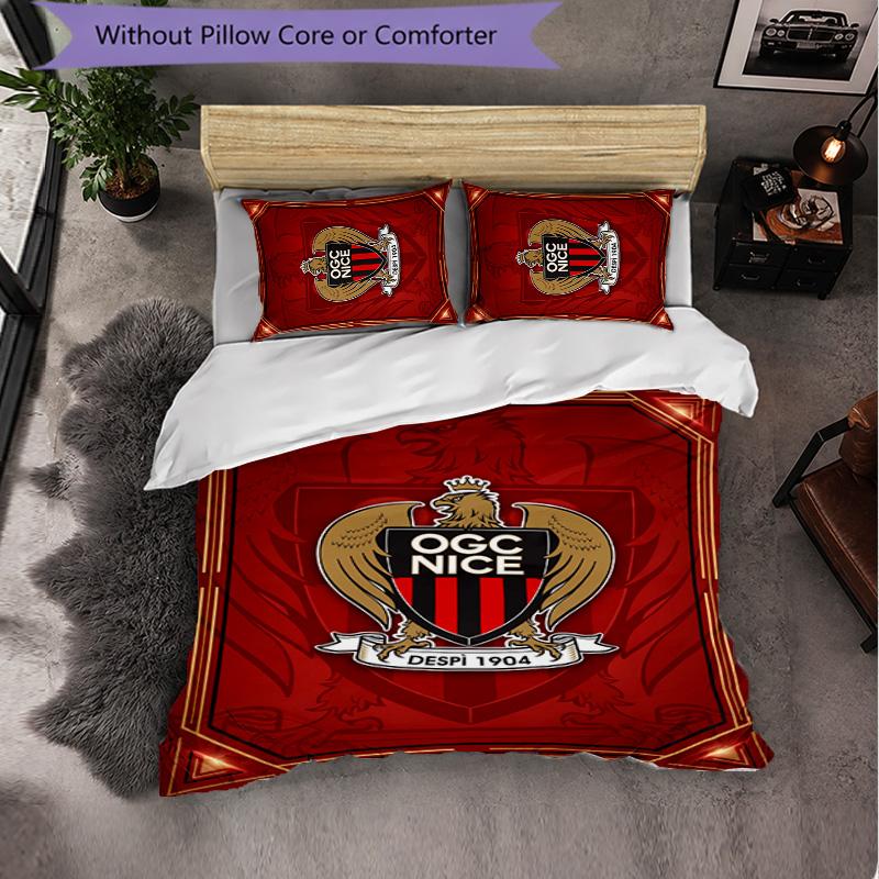 OGC Nice FC Themed Bedding 3Pcs Duvet Cover Set Decorative Bed Linen For Teen Room Home Decoration