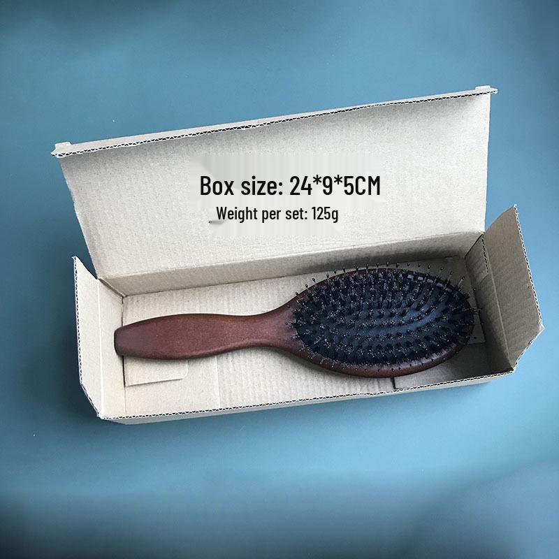 Comfortable Beech Wood Boar Bristle Air Cushion Comb with High Elasticity Massage Airbag