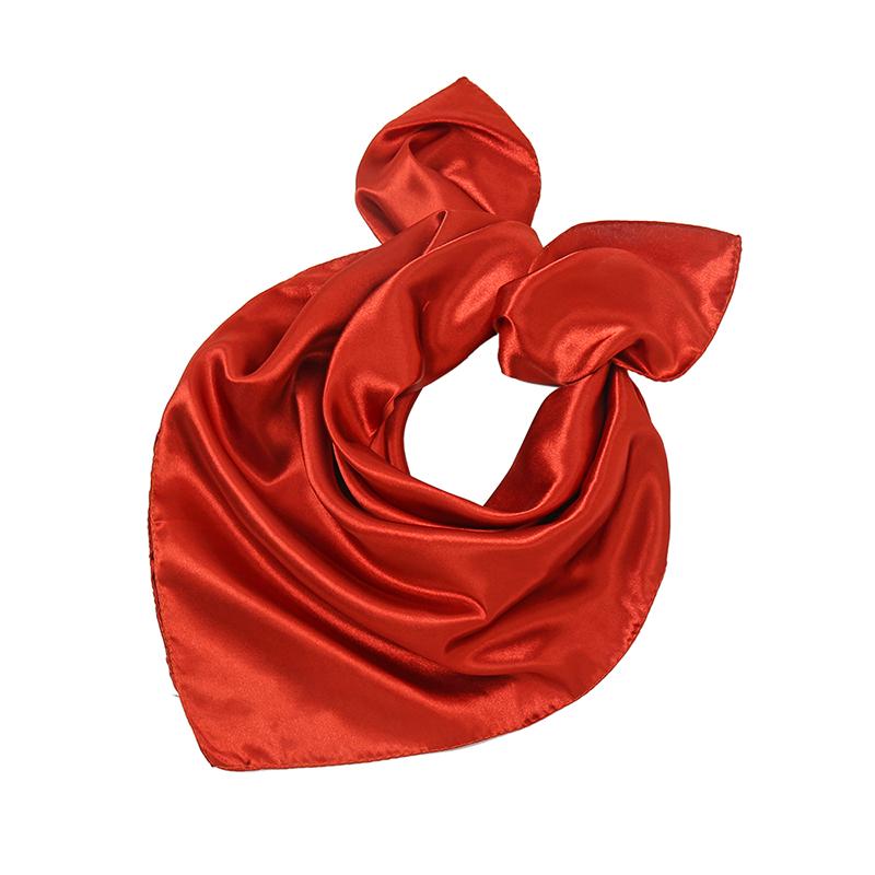 Fashion Satin Silk Square Scarf For Muslim Women Solid Color Soft Bandana Ladies Headband Casual Scarves 60*60Cm