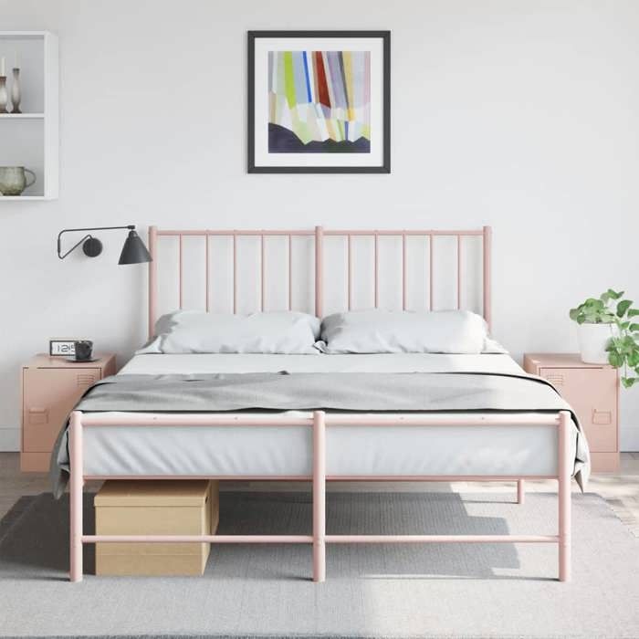 VidaXL Tables de chevet 2 pcs rose 34,5x39x44 cm acier, armoire, meubles de chambre, support téléphonique, armoire 841610