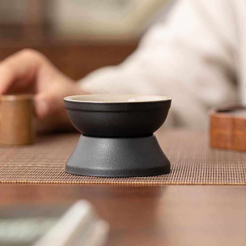 Tea Leak Holder, Tea Filter, Tea Filter, Tea Brewer, Separation, Tea Drinking Partition, Ceramic Tea Set, Tea Cup, Black Pottery, Antique Black.