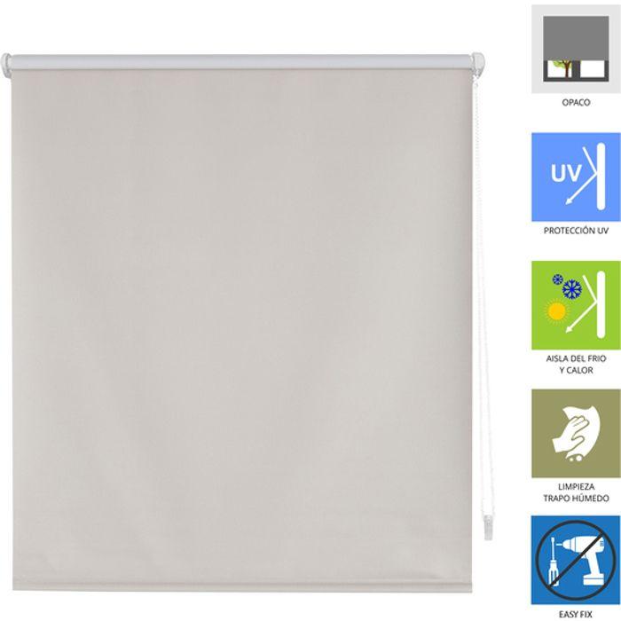 BLINDECOR | Store enrouleur opaque lisse EasyFix SANS OUTILS 67x180 - Mesure du tissu du store : 64x175 - Store gris argenté