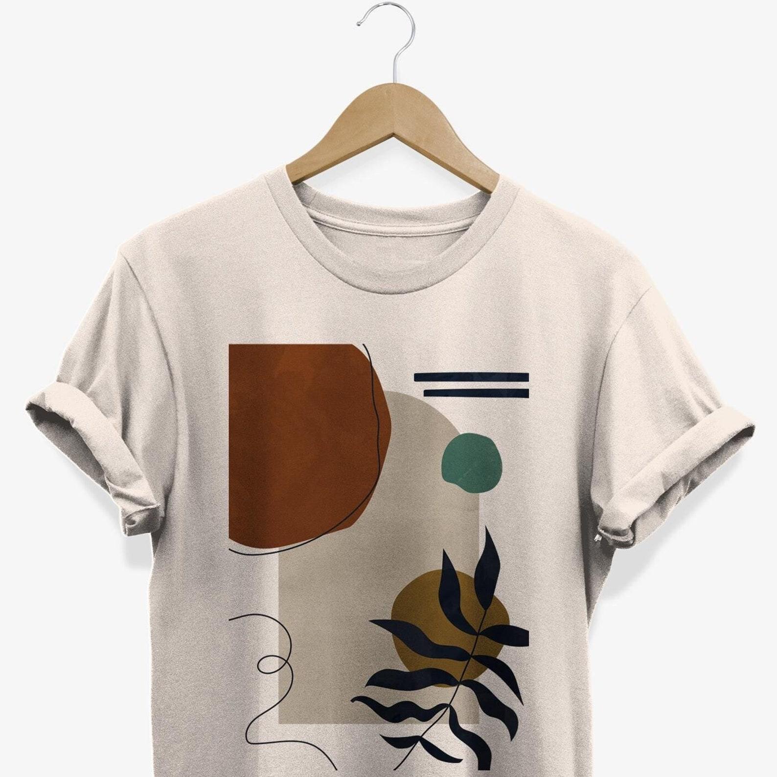 Abstract Art T-shirt: Geometric Floral Design, Boho Graphic Tee 4XL