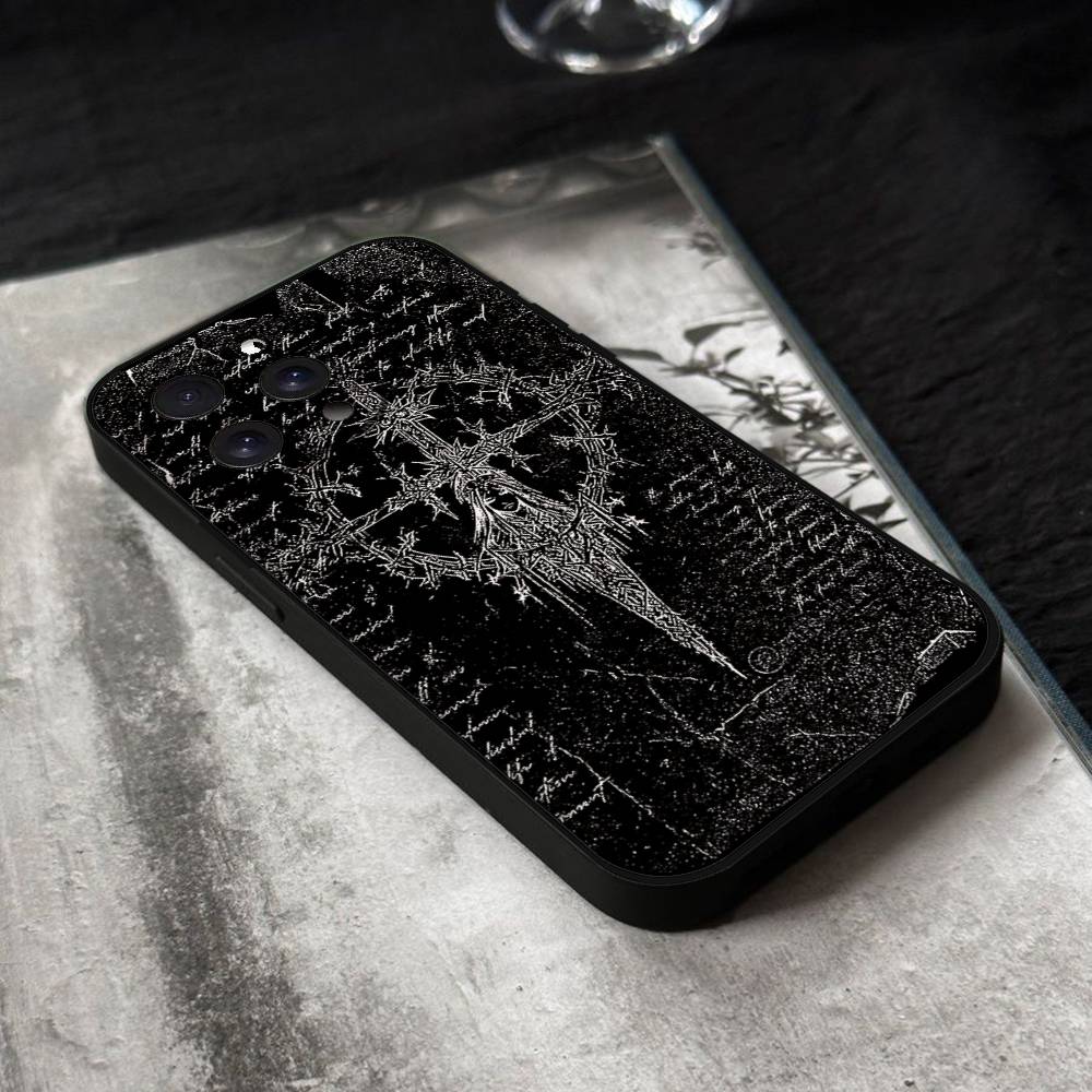 Cyber Sigil Cross Phone Case For IPhone 17,16,15,14,13,12,11 Plus,Pro,Max,XR,XS,X,7,8 Plus,Mini Black Silicone Soft