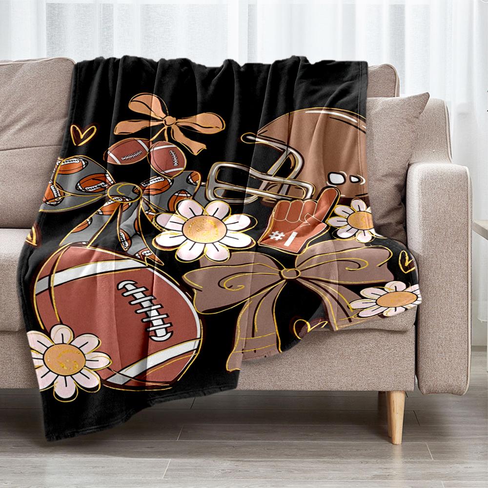 American Football Theme Printed Blanket - Perfect for Couch, Bed, Travel & Outdoor Use | Machine Washable, Cozy & Durable.
