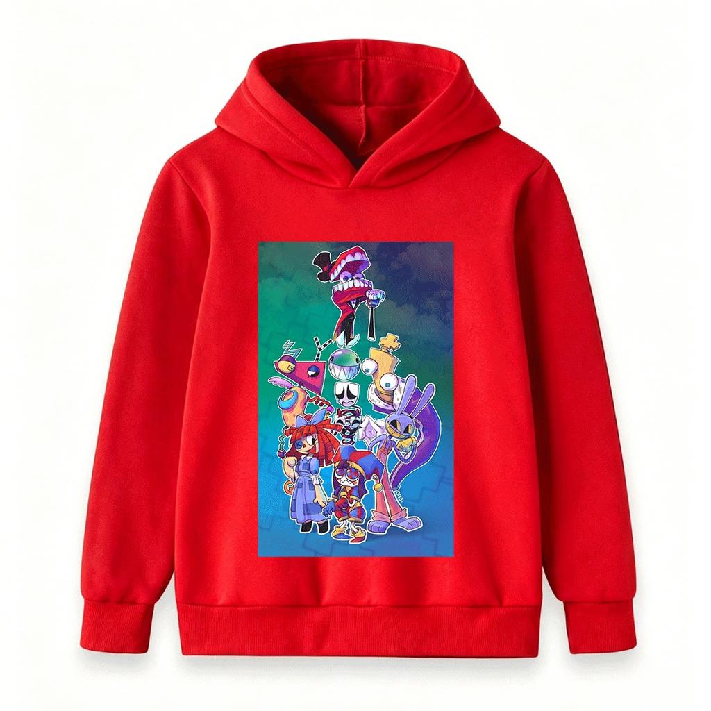 Kids Boys Girls The Amazing Digital Circus Print Hoodie Casual Long Sleeve Pullover Sweatshirt For Children Streetwear Tops