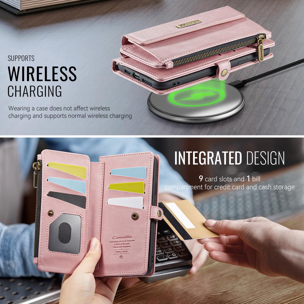 For iPhone 11 Case CASEME C39 RFID Blocking Zipper Wallet Stand Leather Cover with Strap