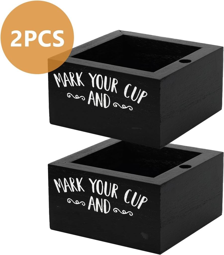 Party Cup Dispenser Wooden Cup Holder with Pen Slot and Party Cups Organizer Mark Your Cup and Drink Up Home Bar Birthday Party