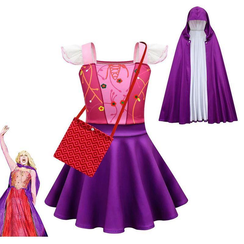 Kids Pocus Hocus Winifred Sarah Sanderson Cosplay Halloween Costume Outfit Suit