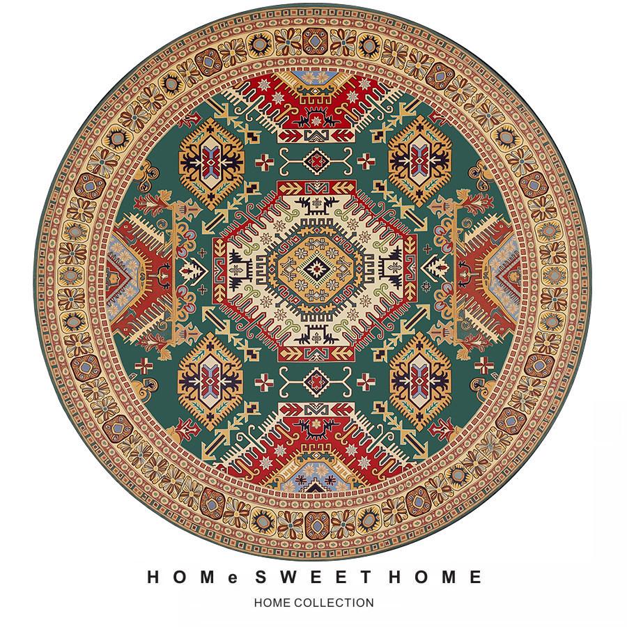 Persian Ethnic Style Round Living Room Carpet Water Absorption NonSlip Cold Blanket DirtResistant And Easy To Take Care Of Carpet Crystal Velvet