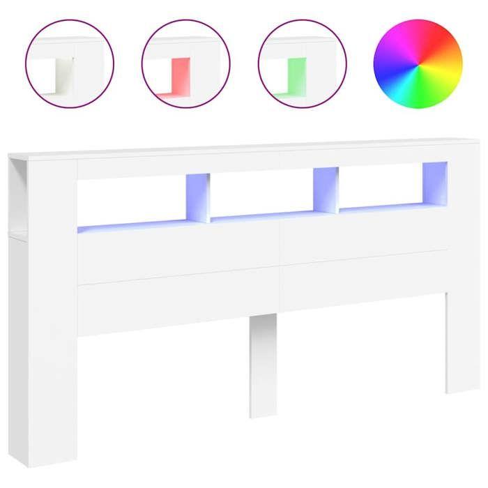 VidaXL Tête de Lit à LED, Panneau de Lit avec Rangement, Accessoire de Cadre de Lit, Meuble de Chambre à Coucher Maison, 837365
