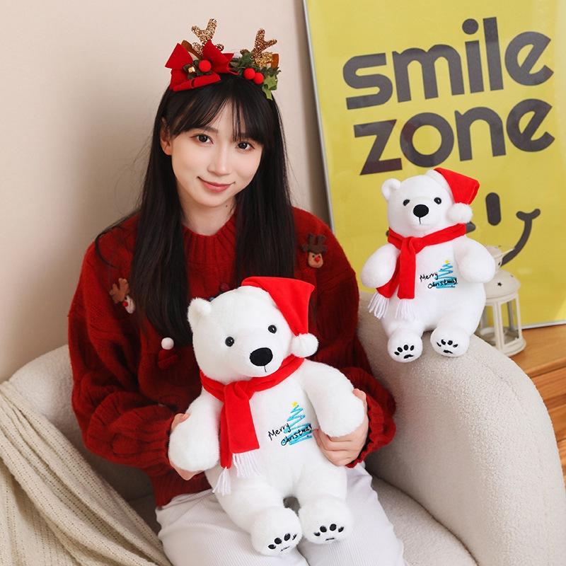 Scarf Polar Bear Doll Christmas Scarf Polar Bear Christmas Hat Holiday Gift Doll