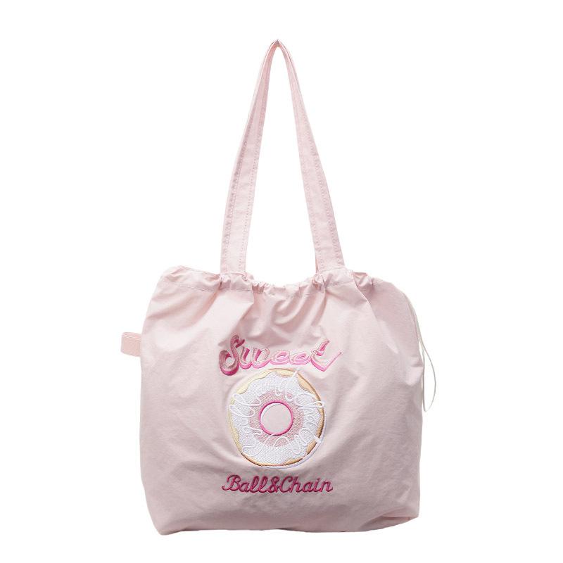 Süße Dame Schultertasche mit großem Fassungsvermögen leichte Reise Nylon-Tasche Umweltschutztasche vielseitige Donut-Tragetasche
