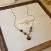 Retro Tiger Eye Stainless Steel Necklace - Light Luxury, Versatile Clavicle Chain Jewelry