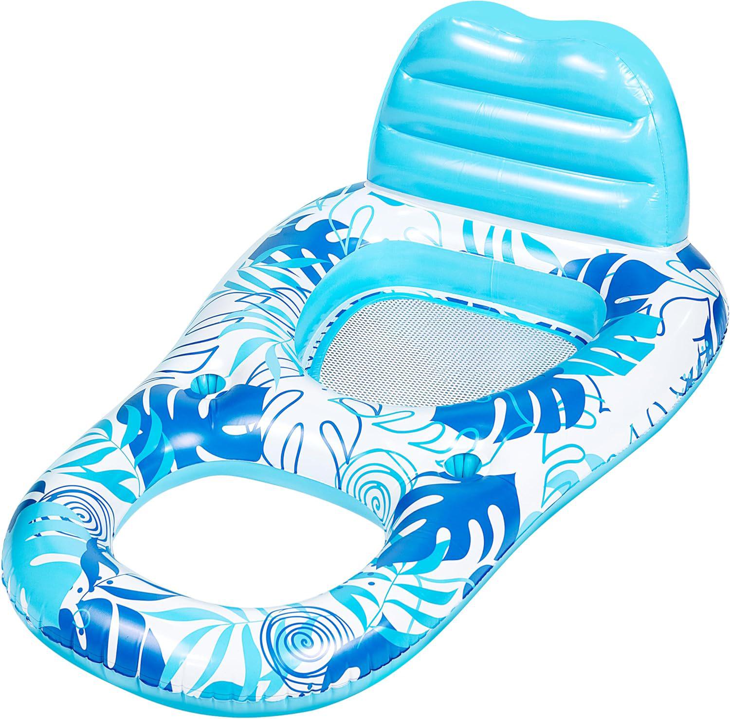 

Inflatable Folding Lounge Chair with Backrest, Cup Holder, and Net Hammock for Water Contact Customer Service озеро синий