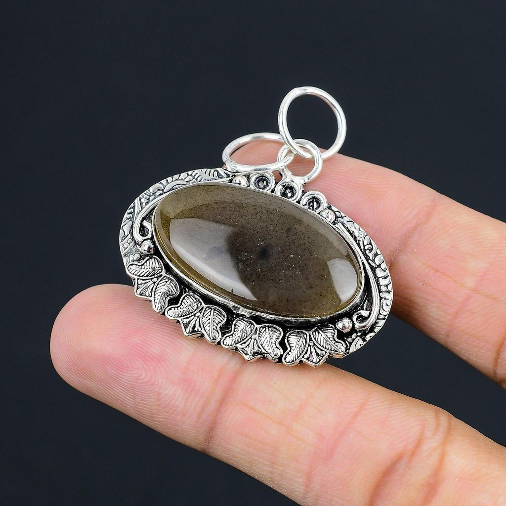 Daughters Day Deal Oval Montana Agate Stone 925 Silver Wedding Pendant Jewelry