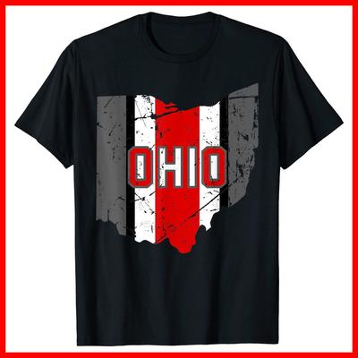 Vintage OHIO Shirt Ohio State Map Women Men Gift Black Cotton T-Shirt Unisex T-Shirt