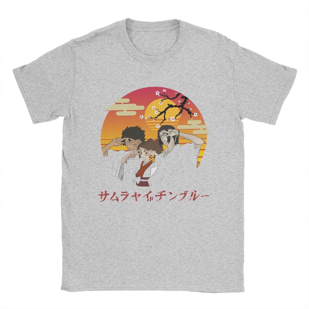 Men's Fuu Mugen Jin Samurai Champloo Sunset T Shirts Pure Cotton Clothes Short Sleeve O Neck Tee Shirt Gift Idea T-Shirts