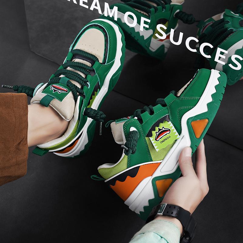 Tendință verzi pantofi casual bărbați de designer pantofi grosi Harajuku desene animate pentru bărbați pantofi cu platformă pentru tineret pantofi skateboard sport