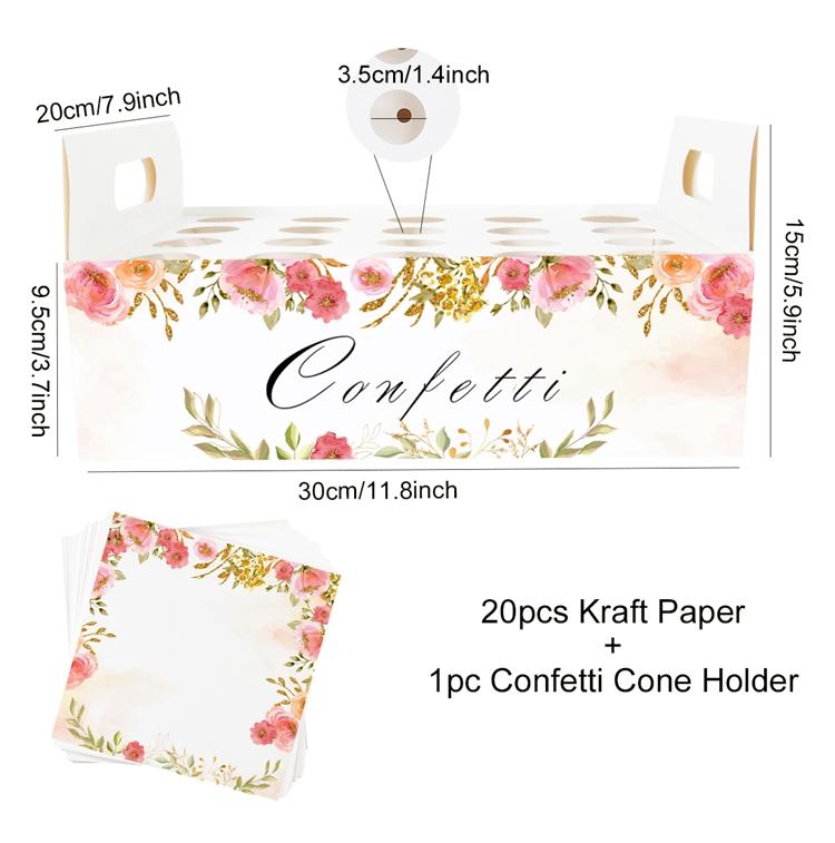 Wedding Kraft Paper Tray Confetti Cone Stand Box Tray For Wedding Decoration Flower Confetti Cones Rustic Wedding Paper Holder