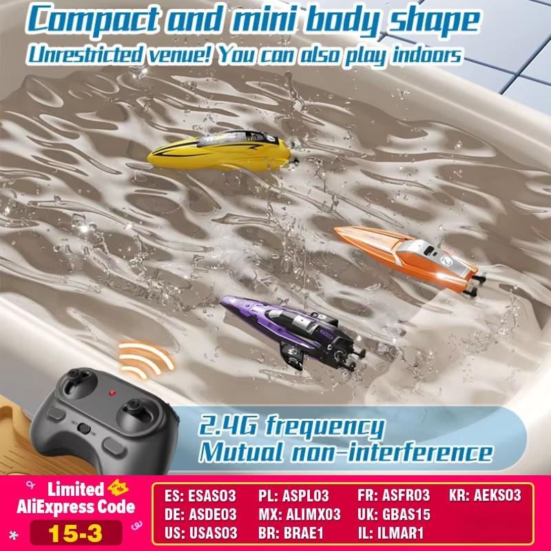 Mini Rc Boat for Kids Remote Control Stunt Speedboat Double Motor Radio-Control Ship Waterproof Water Bath Toys Children Gift