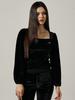 KITTY POTTERY Velvet Square-Neck Long Sleeve [Black]