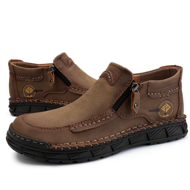 Handmade Split Leather Boots Men Shoes Comfortable Ankle Boots For Men Casual Shoes Large Size Tooling Shoes