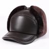 Herren Winter Echte Leder Lei Feng Mütze - Warme Entenschnabel Rindsleder Kappe für Ältere